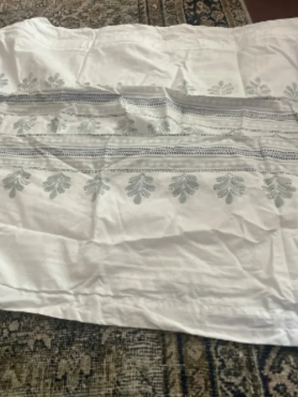 Boll & Branch White with Grey Accents KING/Cal.K Duvet Cover 3 PCS Set. FLAW